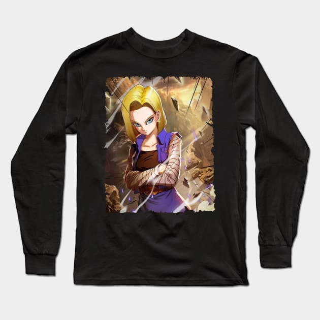 ANDROID 18 MERCH VTG Long Sleeve T-Shirt by funnymushroomz